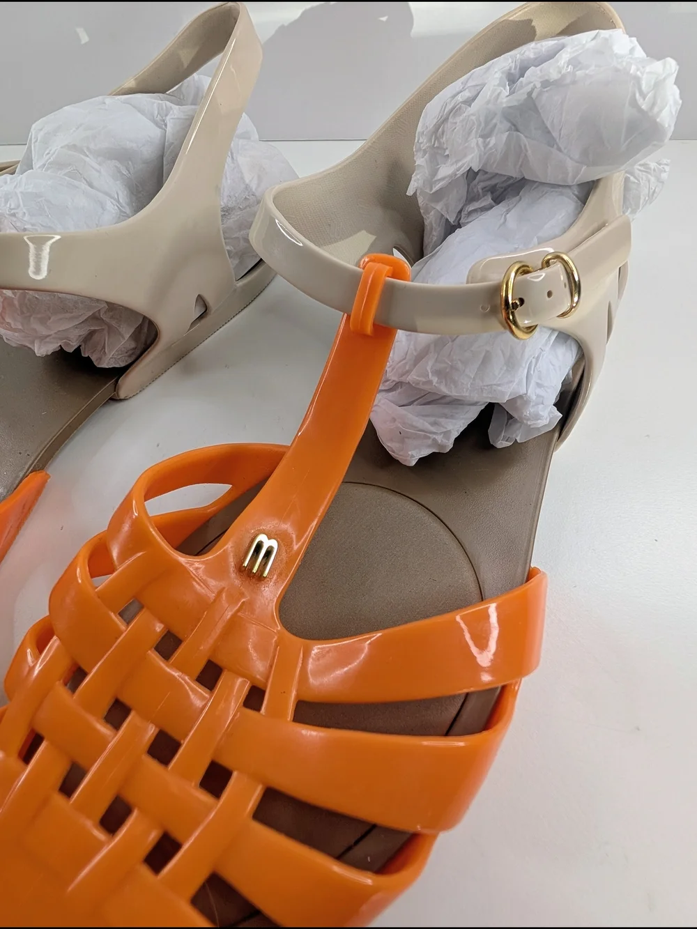 Melissa Aranha Hits Jelly Sandals Orange Beige Woman's Size 10